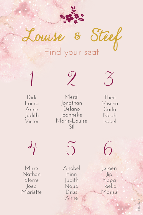 Poster tafelschikking met waterverf en confetti