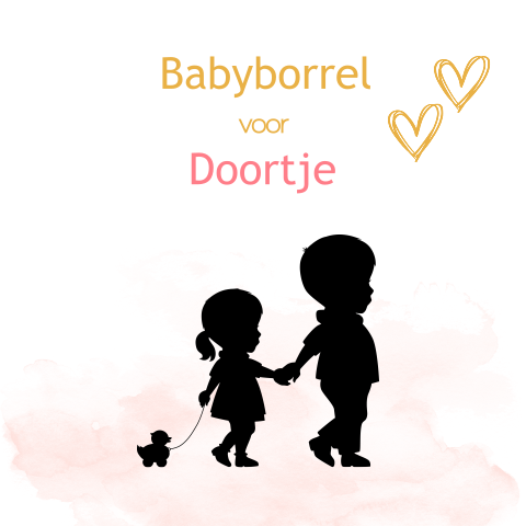 Mooie kraamkaart met broertje en zusje en waterverf