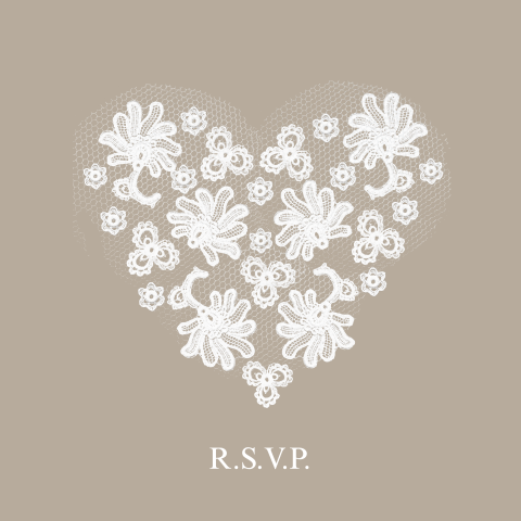 Lieve stijlvolle rsvp kaart met kanten hartje