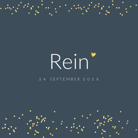 Confetti geboortekaartje met goudkleurige stipjes