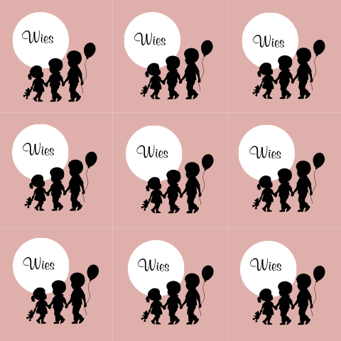 Trendy doopsuikerkaartje met silhouet zusje broertjes