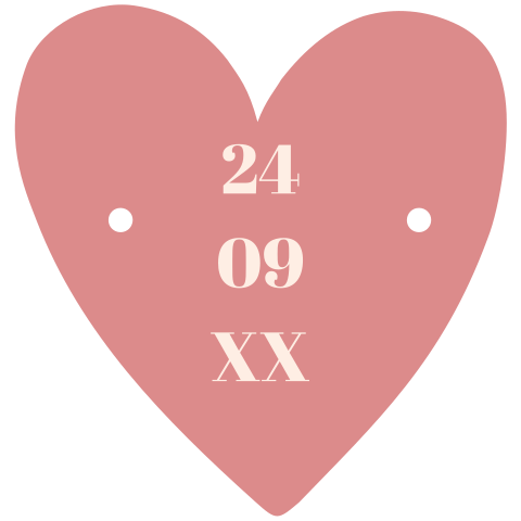 Een schattig labeltje hartvorm met 2 gaatjes
