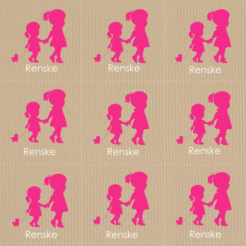 trendy doopsuikerkaartje met silhouette van zusjes