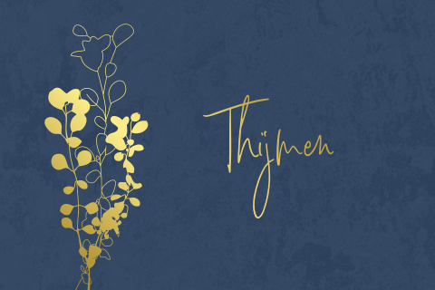 Naamkaartje goudfolie met eucalyptus takjes