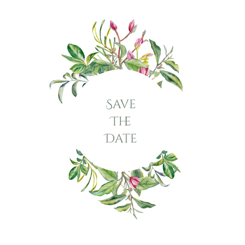 Mooie trouwkaart met aquarel bloemen save the date