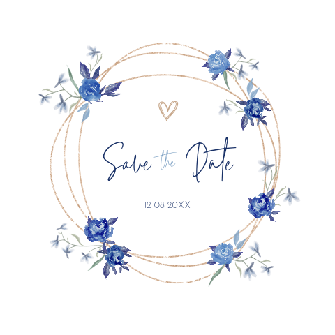 Save the Date kaart bij huwelijk waterverf bloemen en cirkels
