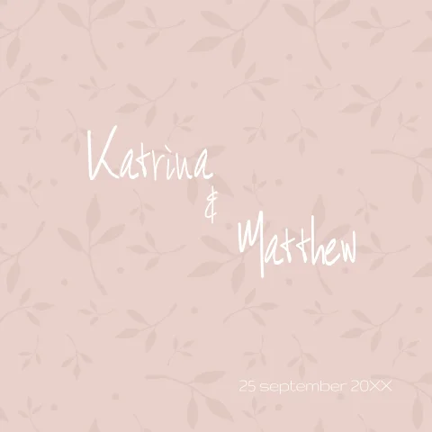 Stijlvolle trouwkaart met patroon van blaadjes en takjes
