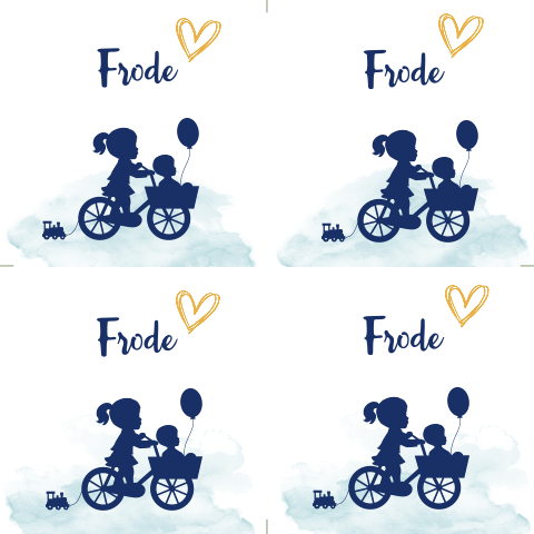 Lief doopsuikerkaartje met silhouet, aquarel en hartjes