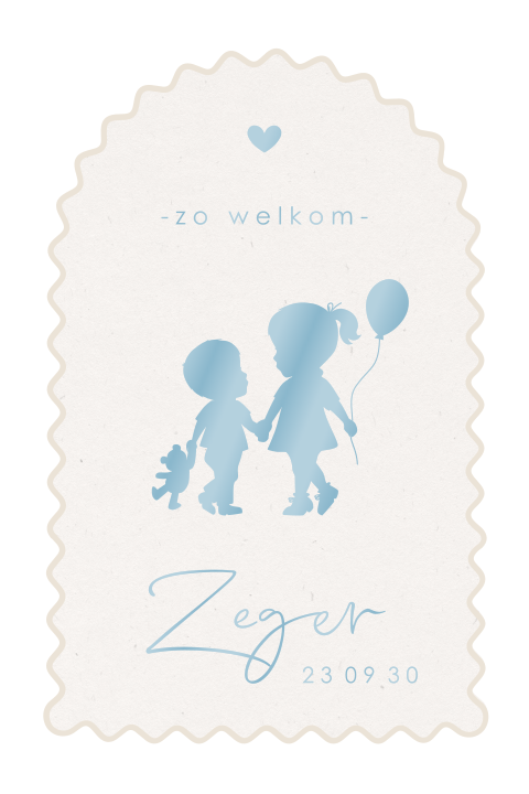 Een schattig stans jongenskaartje met silhouet gedrukt in hoogglans