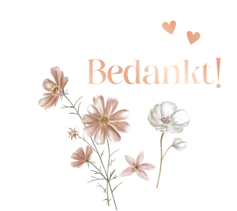 Label label-kaartje hartje bruiloft met bloemen bedankt