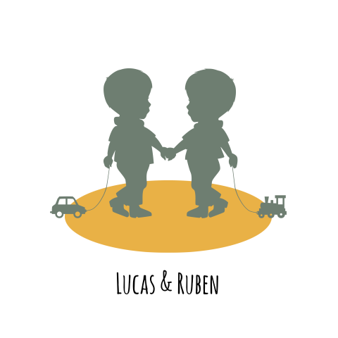 Lieve tweelingkaart met leuke silhouet jongens