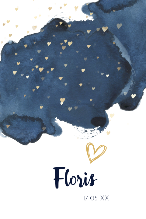 Mooie geboortekaart met confetti en waterverf