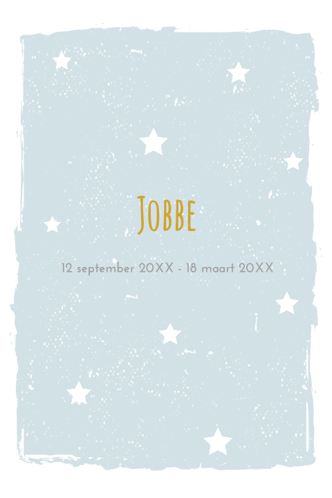 lief staand rouwkaartje voor kind met sterretjes