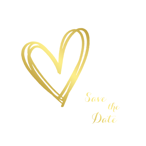 Save the date kaart met goud foliedruk hartjes in hart