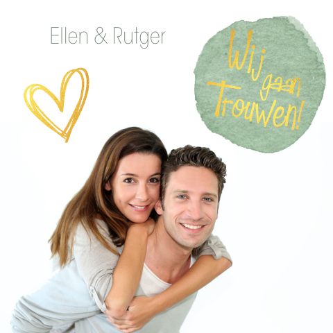 Mooie trouwkaart met confetti van waterverf stippen