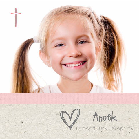 Mooi rouwkaartje voor baby en kind met foto kraft en hartjes