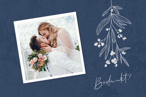 Botanische bedank kaart met foto en illustratie bloemen