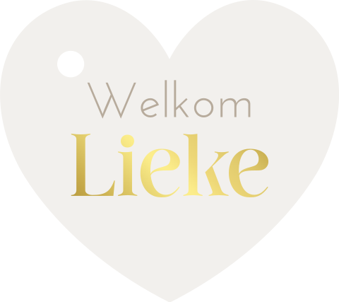 Label kaartje hartje vorm met naam in folie 16 stuks