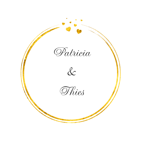 mooie trouwkaart met gouden hartjes in cirkel