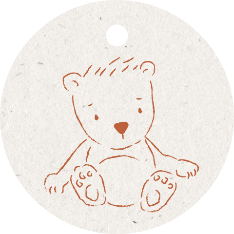 Labeltje rond met schattig beertje lijntekening 16x