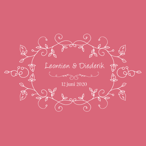 Mooie trouwkaart met getekend etiket met blaadjes zelf maken