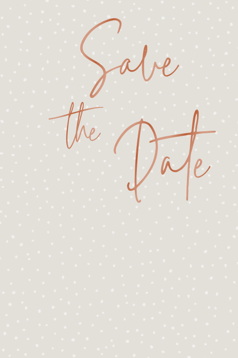 Mooie save-the-date-kaart met hoogglans inkt en stipjes achtergrond