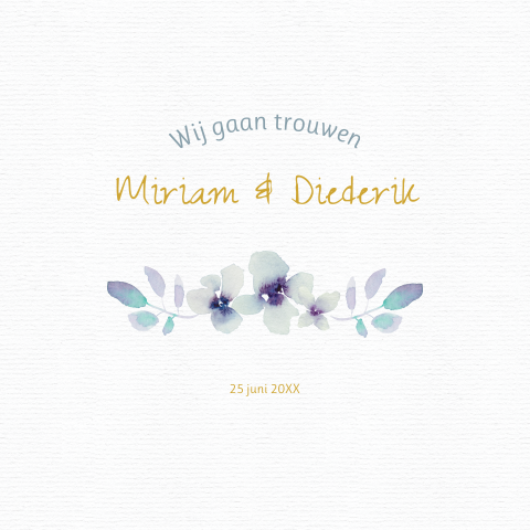 Botanische trouwkaart met waterverf takjes