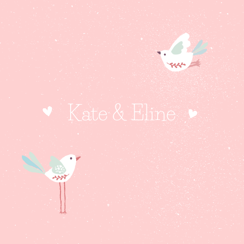 Lieve tweelingkaart met leuke vogels op vintage achtergrond