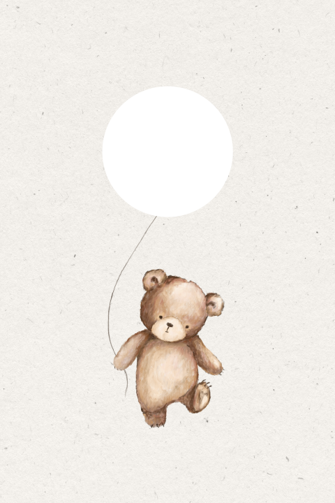 Een schattig geboortekaartje met beertje en doorkijkje