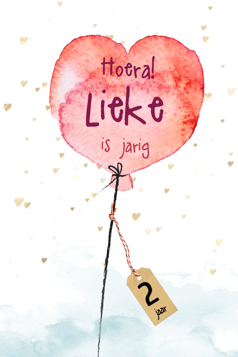 Waterverf verjaardagskaart met ballon voor meisje