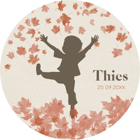 Hippe silhouet kaart voor een jongetje met herfst bladeren