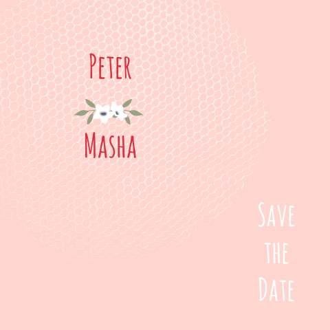 mooie save-the-date-kaart met tule en lief bloemetje zelf maken