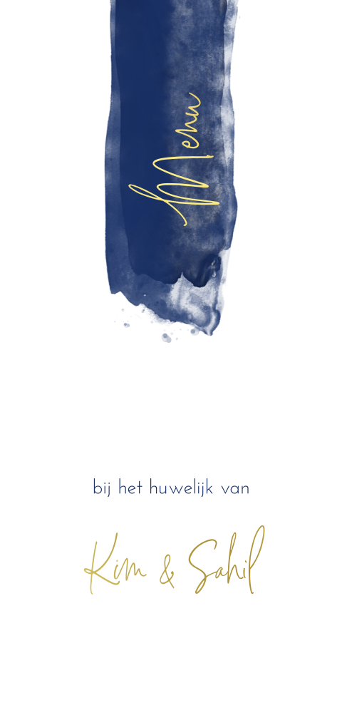 Minimalistische menukaart met folie en waterverf