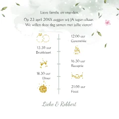 Botanische trouwkaart met foto en waterverf