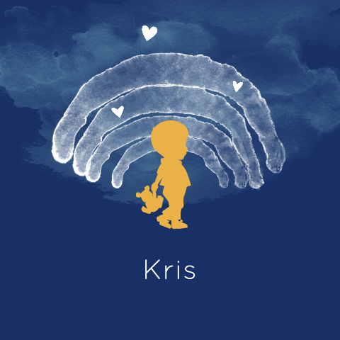 Waterverf silhouet geboortekaartje met regenboog