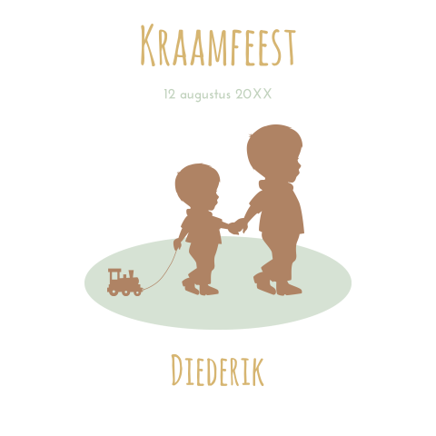Lief kraamborrel kaart met silhouet broertjes met trein