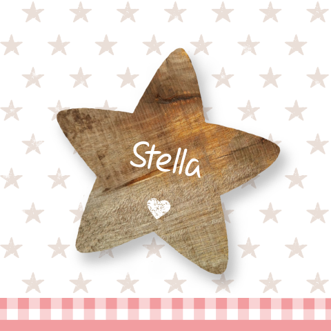 Mooie rouwkaart voor meisje met stempels en steigerhout sterren