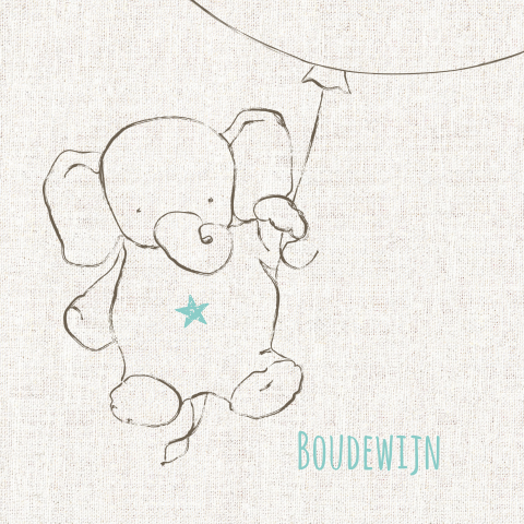 Mooi rouwkaartje voor baby en kind met olifantje voor jongen
