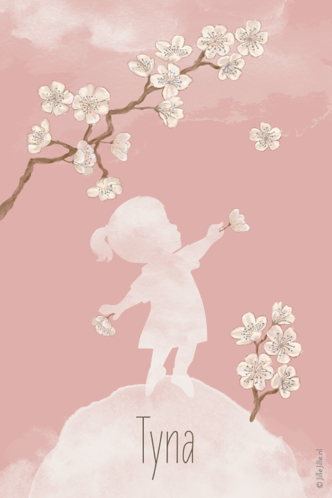 Lieve poster met waterverf silhouet en jasmijn