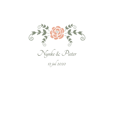 mooie trouwkaart met bloempje en groene takjes