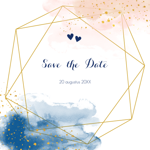 Save the Date kaart met waterverf en grafische vorm