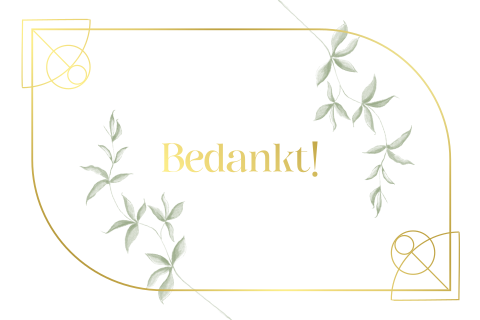 Bedankkaart met foto waterverf planten goudfolie kader