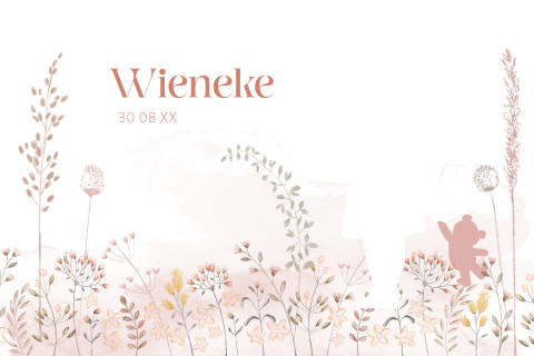 Tof stans geboortekaartje met silhouet als doorkijkje en bloemen