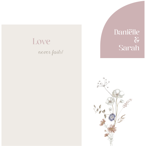 Stijlvolle botanische trouwkaart 3-delig mooie illustratie bloemen