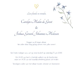 Watercolour trouwkaart met grafische vorm en bloemen