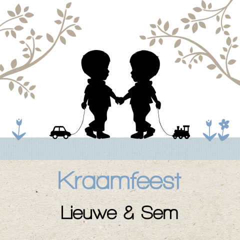 Hippe kraamfeest kaart met silhouet van jongetjes