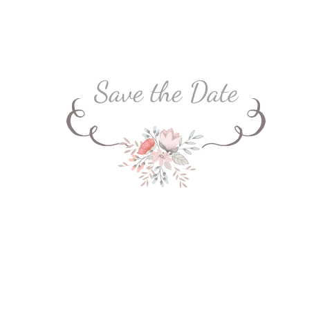 mooie save-the-date kaart met boeketje bloemen blaadjes en doodle