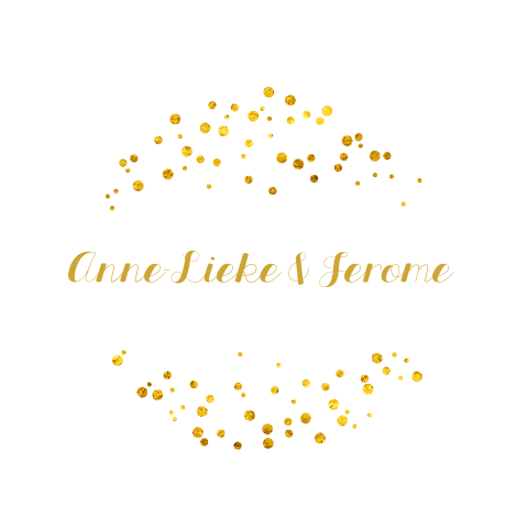 mooie trouwkaart met gouden stipjes in cirkel