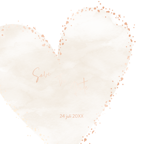 Save-the-Date kaart met roséfolie en waterverf hart (EF)