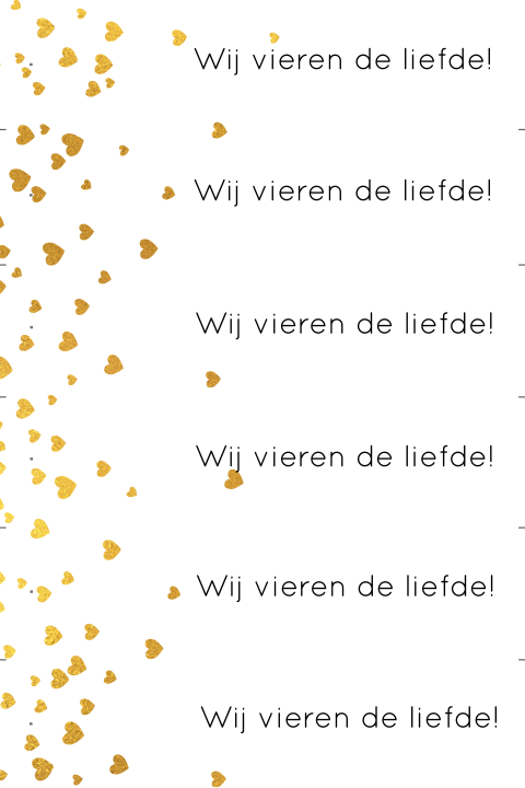 DIY kaart om zelf trouw labels te maken gouden hartjes